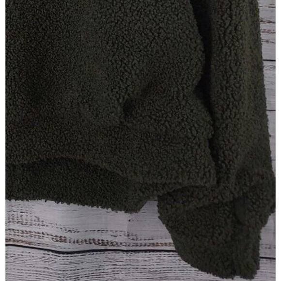 Sanctuary XL Green Fuzzy Collared Faux Fur Short Coat has Missing Button - Picture 9 of 11